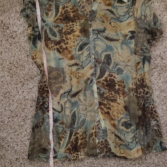 Beautiful sheer blouse w/ paisley and animal print - Picture 4 of 5